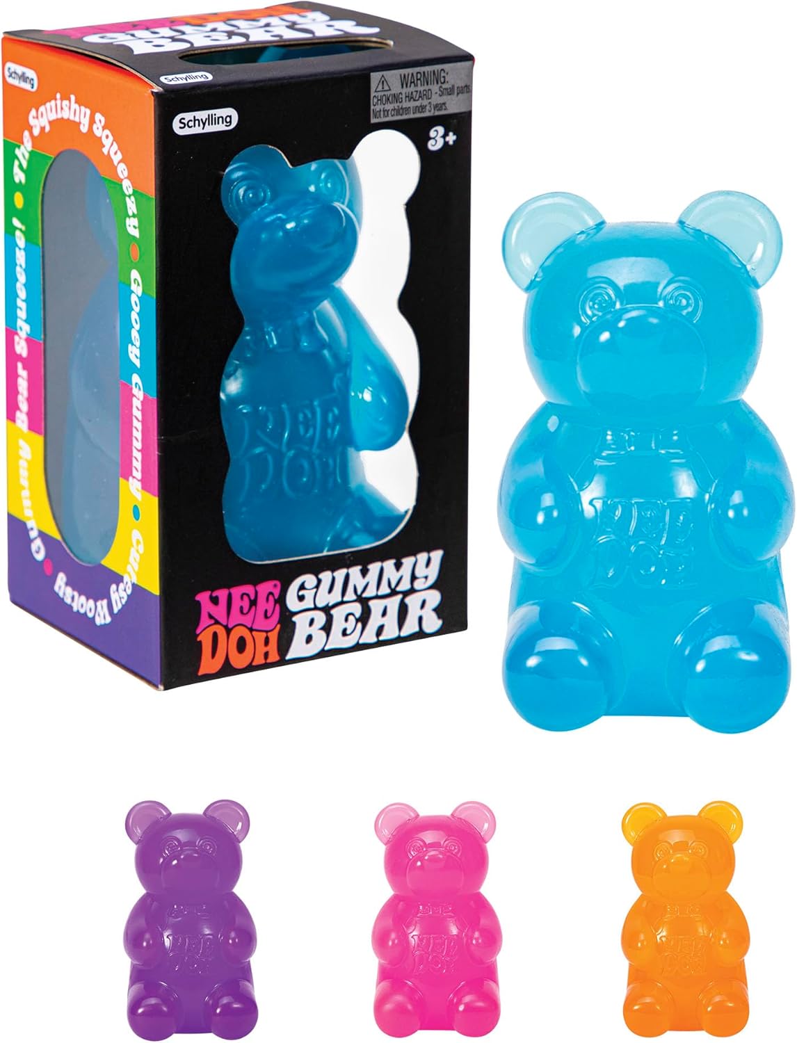 Schylling NeeDoh Gummy Bear - Sensory Fidget Toy with Jelly-Like Filling - 3.5 Tall - Colors May Vary (Pack of 1)