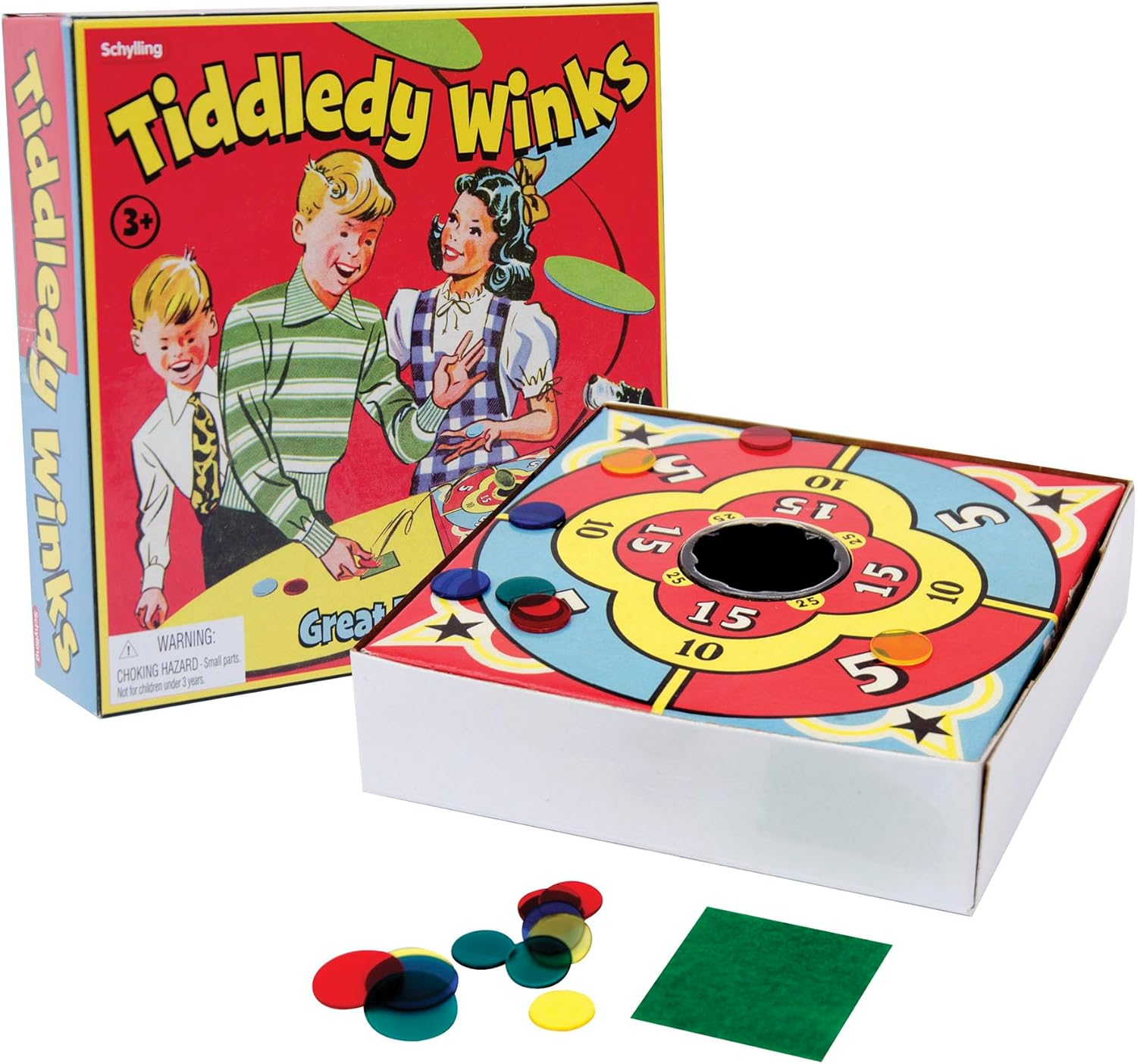 Schylling Tiddledy Winks - Classic Game for The Whole Family - Includes Game Board. Cup. and Winks - Ages 3 and Up