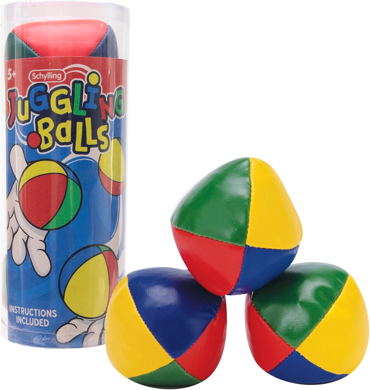 Schylling Classic Juggling Balls - Colorful Vinyl Toss-and-Catch Balls with Bead Filling - Includes 3 Balls and Instructions - Ages 5 and Up - Three Piece Set