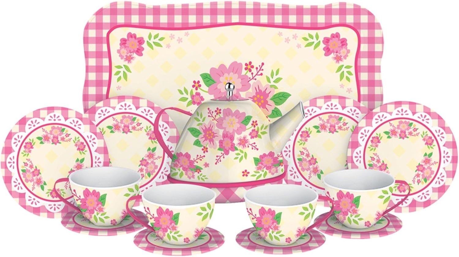 Schylling Fancy Tin Tea Set . Red